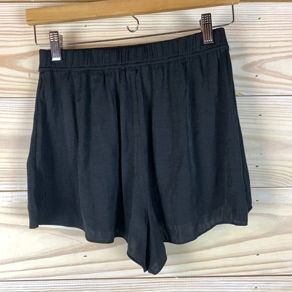Intimately Free People Shorts‎ Small Black Satin Silky Polyester Pajama Stretch